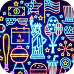 neon america theme +home android application logo